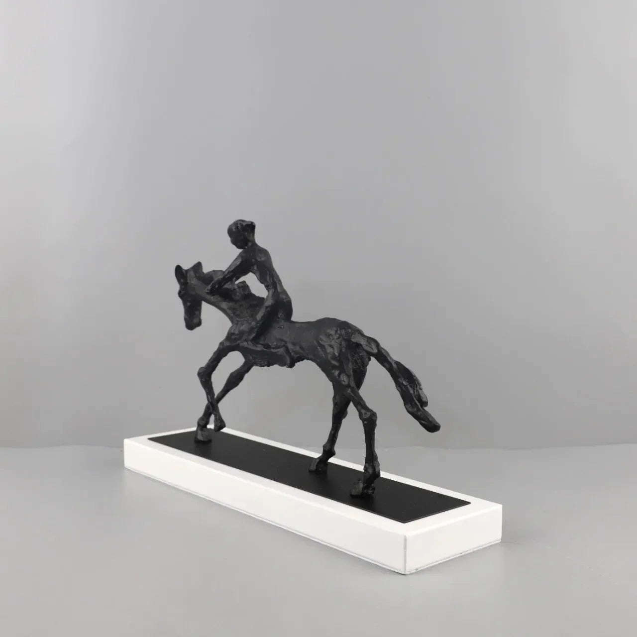 Afralia™ Metal Horseman Abstract Figure Sculpture Home Decor Figurine Statuette
