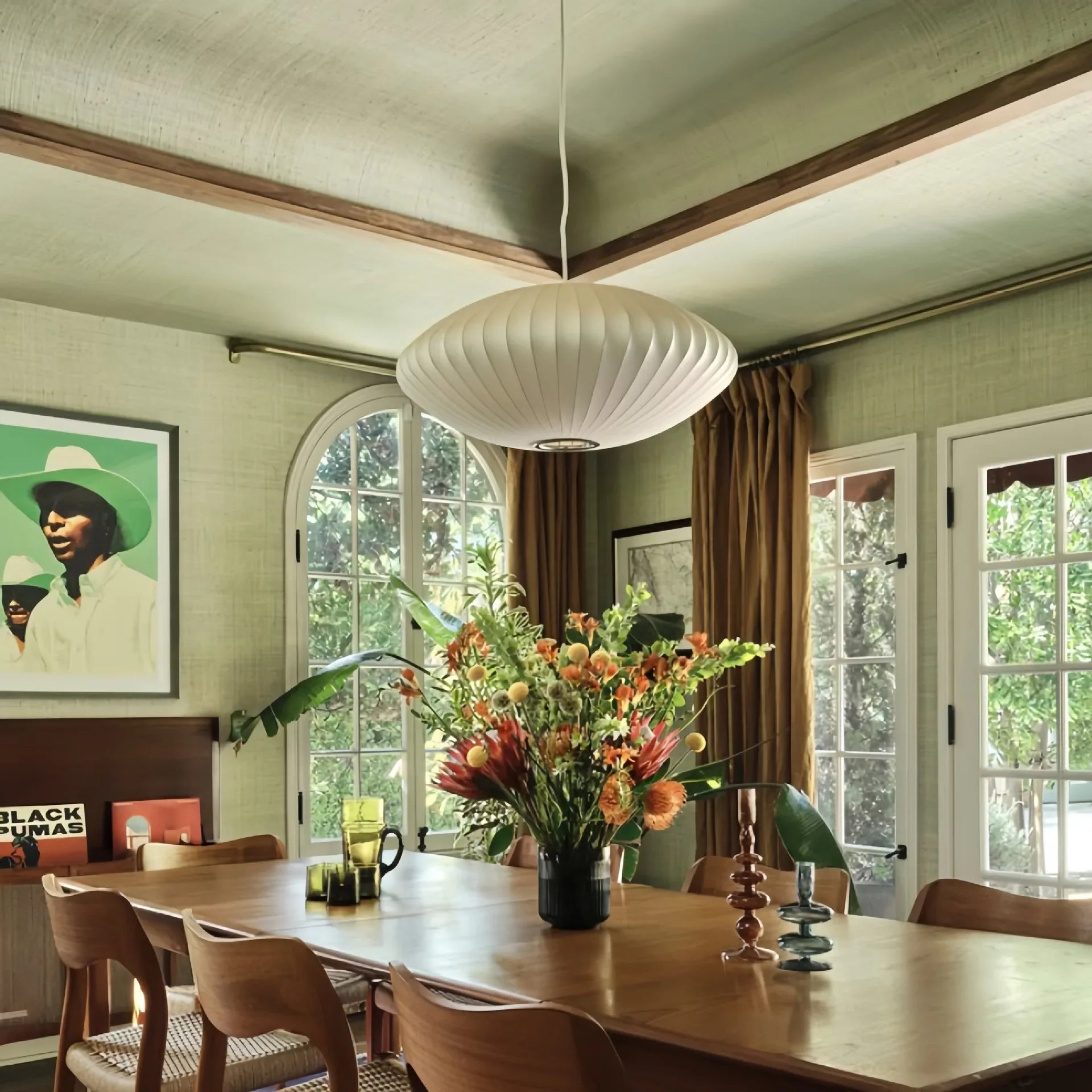 Afralia™ Bubble Silk Pendant Chandelier for Dining Living Room Kitchen Island & Bedroom