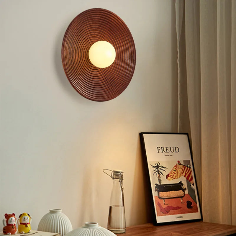 Afralia™ Retro Japanese Solid Wood Wall Lamp for Bedroom, Staircase, and Aisle