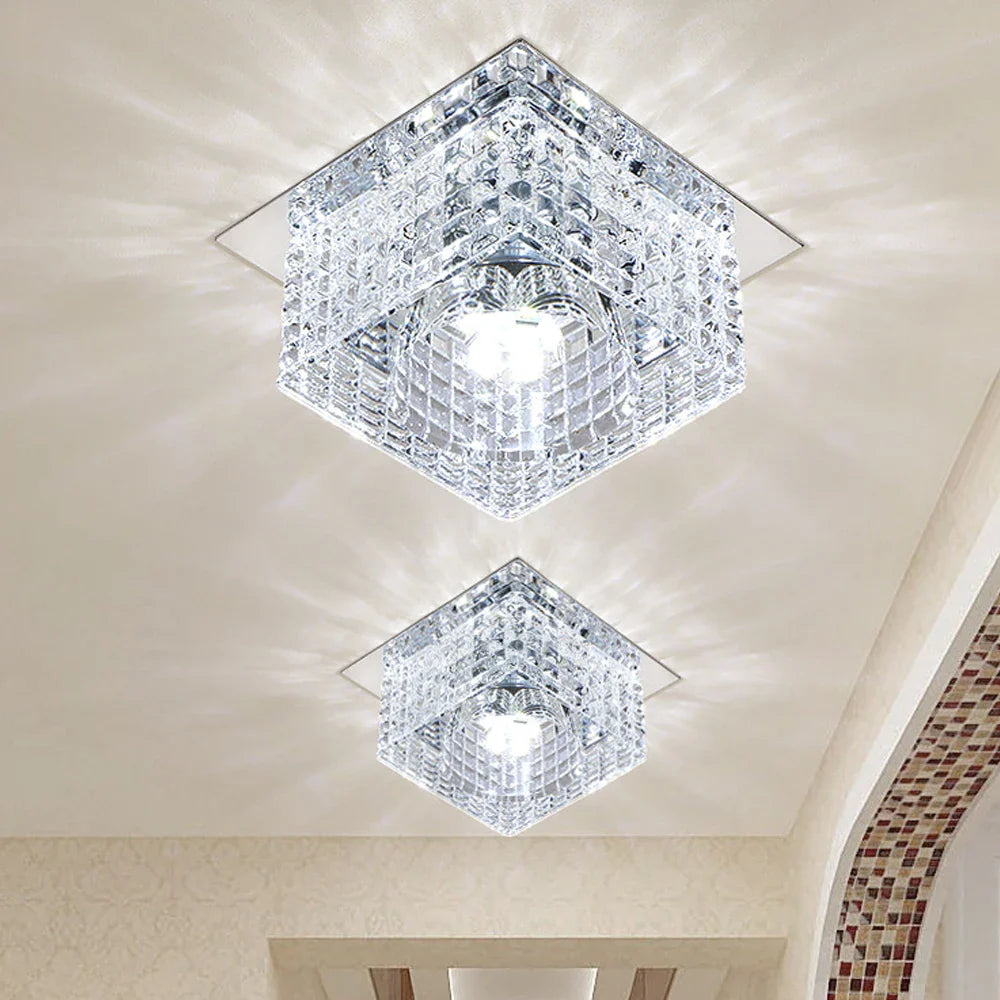 Afralia™ Modern Crystal Square LED Ceiling Wall Light for Home Decoration