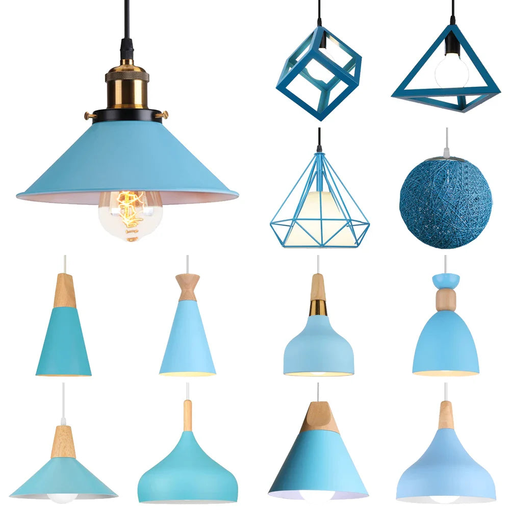 Afralia™ Blue Nordic Pendant Lights E27 Modern Hanging Lamps for Living Dining Kitchen
