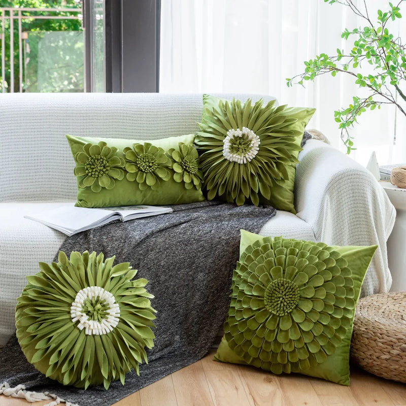 Afralia™ Handmade Flower Cushion Cover - Elegant Home Decor Pillows