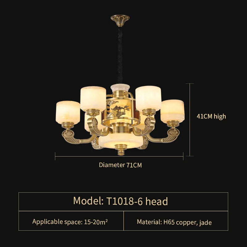 Afralia™ Natural Jade Chandelier - Luxurious Zhongshan Lamps for Dining, Bedroom, and Living Room