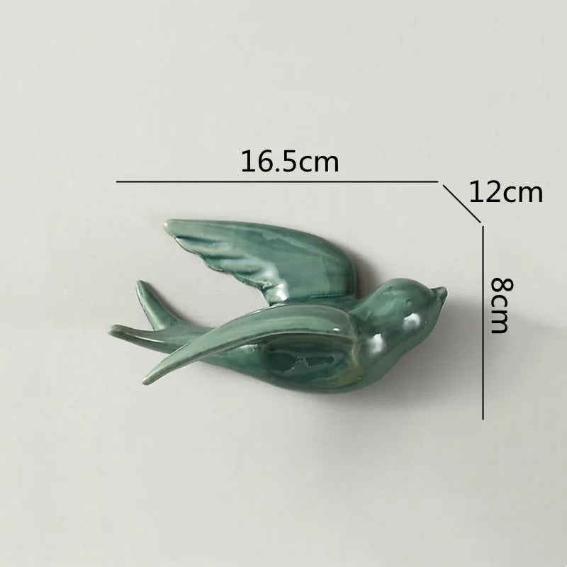 Afralia™ Flying Bird Ceramic Wall Ornament Simulation Room Decoration Indoor Accent