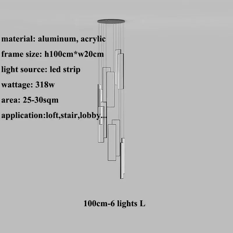 Afralia™ Geometric Luxury Stair Chandelier for Duplex Villa Loft Living Room