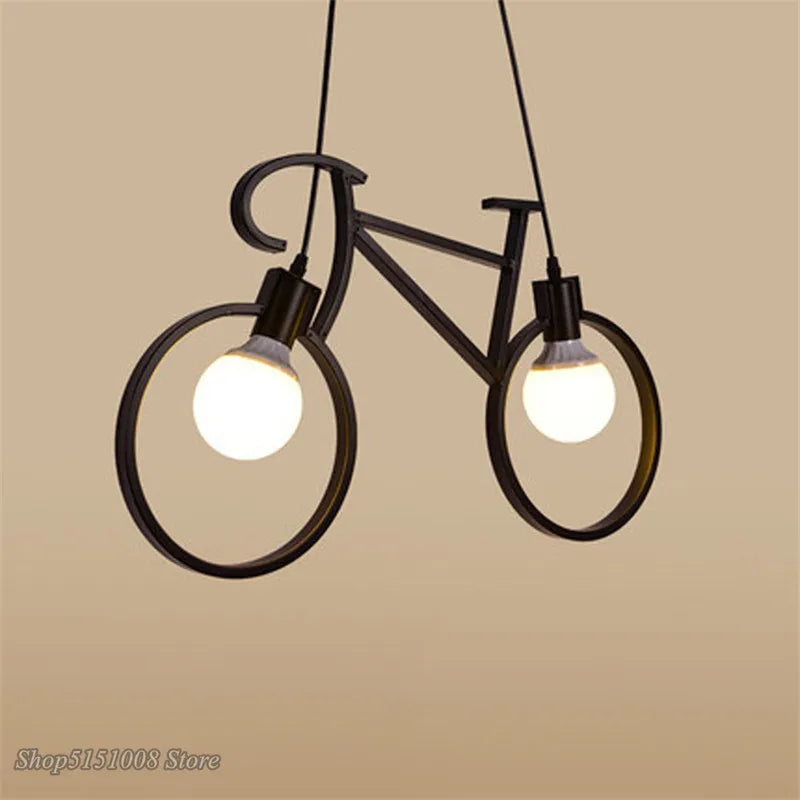 Afralia™ Industrial Bicycle Pendant Light for Living Room, Restaurant, and Bar