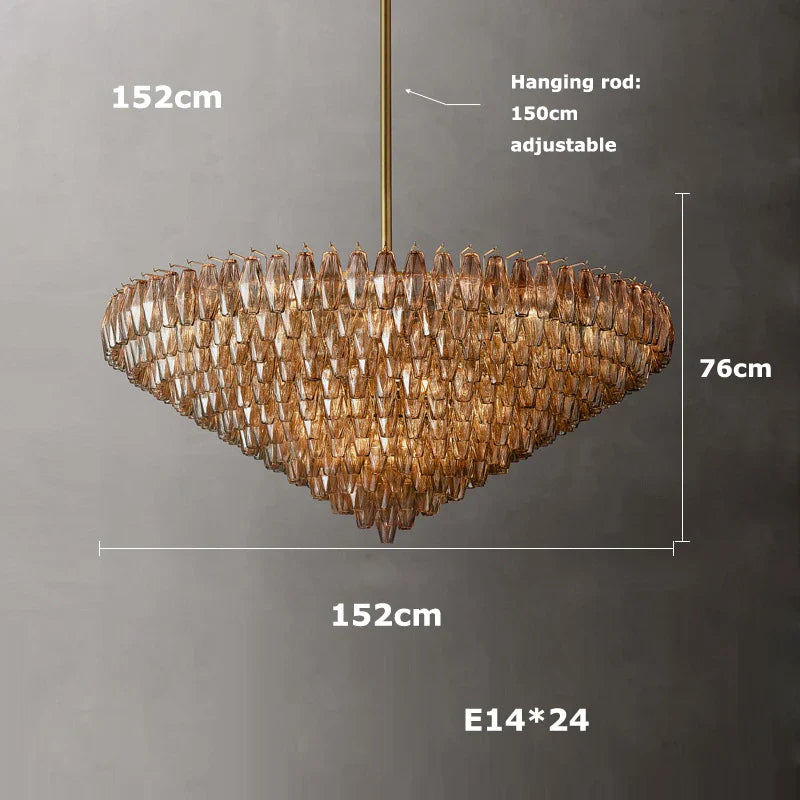 Afralia™ Modern Luxury Glass Shade Brass/Black LED Chandelier, Art Deco Dining Room Ceiling Light