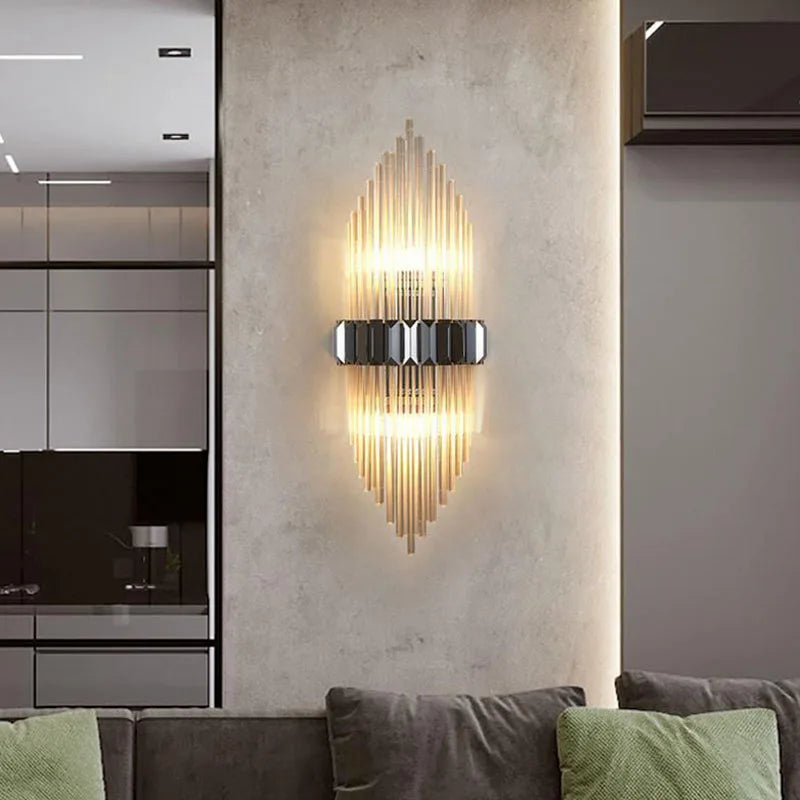 Afralia™ Crystal Strip LED Wall Lamp for Living Room, Bedroom, Study, Balcony Lighting