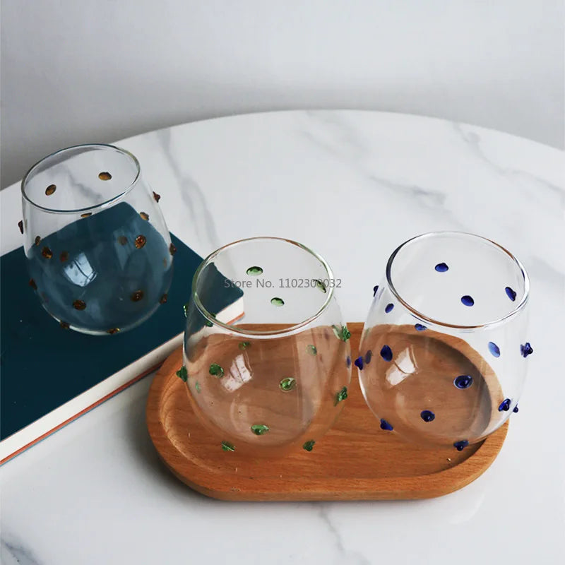 Afralia™ Glass Wave Dots Mug Set