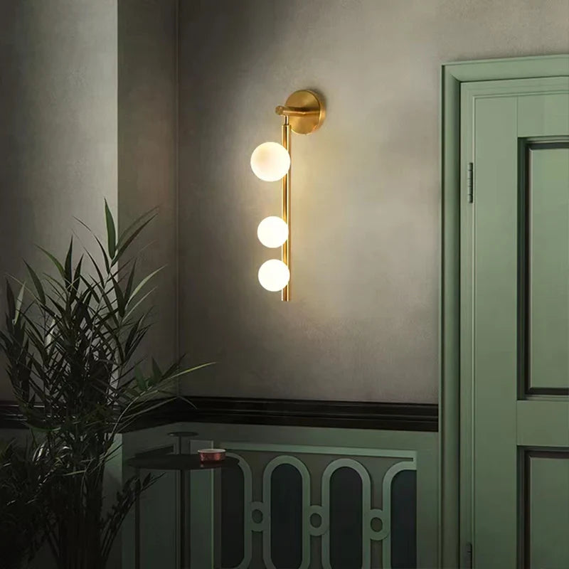 Afralia™ White Glass Ball LED Wall Sconce for Living Room, Bedroom, Coffee Shop