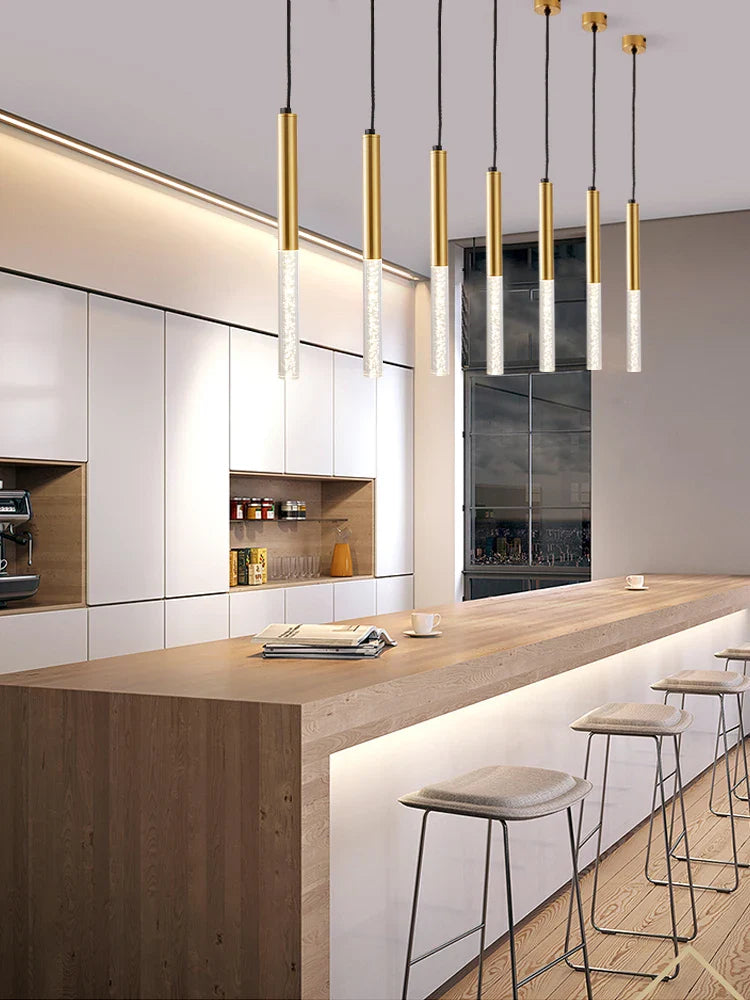 Afralia™ Modern Black Cylinder Pendant Lights for Kitchen Island & Bar