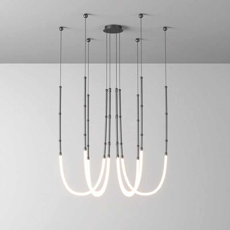 Afralia™ Art Line LED Suspension Pendant Lighting for Trendy Home Decor