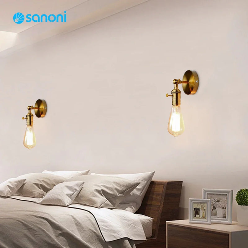 Afralia™ Retro Gold Wall Lamps - E27 Base Wall Lights for Industrial & Store Room Decor