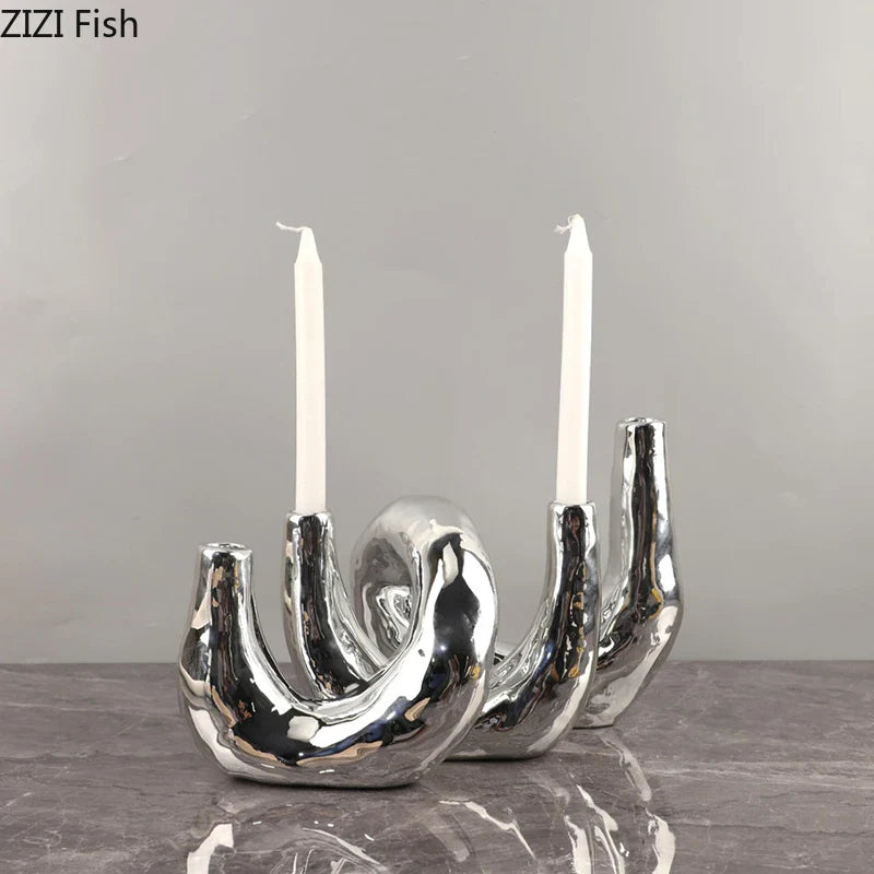 Afralia™ Silver Knot Candle Holder Desk Decoration Aroma Diffuser Home Container