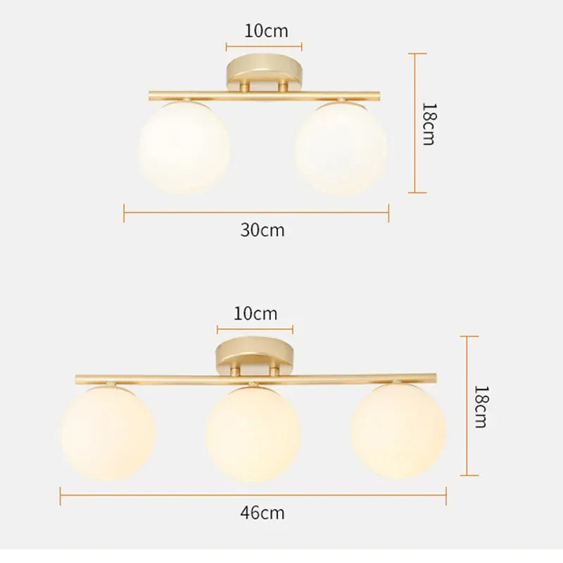 Nordic Glass Ceiling Light Golden Corridor Lamp by Afralia™