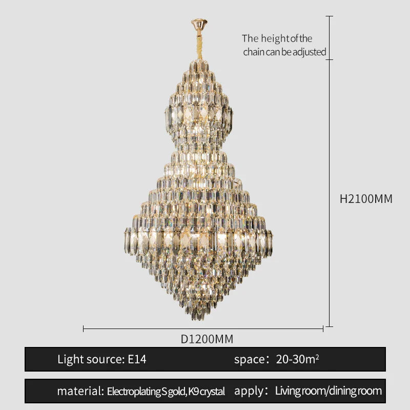 Afralia™ Luxury Crystal Chandelier: Modern European Mid-Floor Villa Hollow Jump Floor Lamp