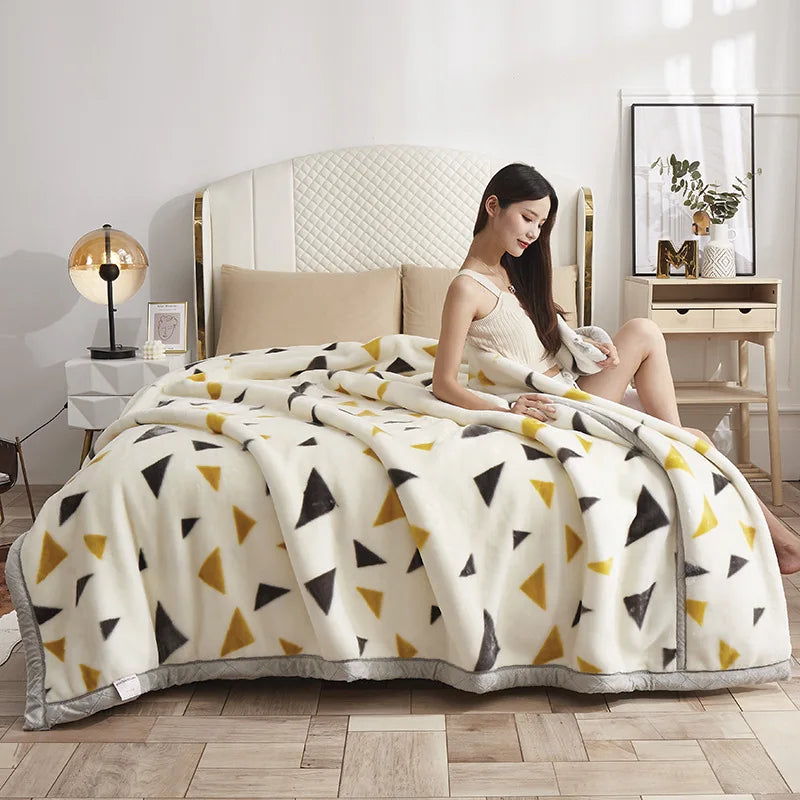 Afralia™ Double Layer Raschel Blankets: Soft Faux Fur Mink Throw for Beds