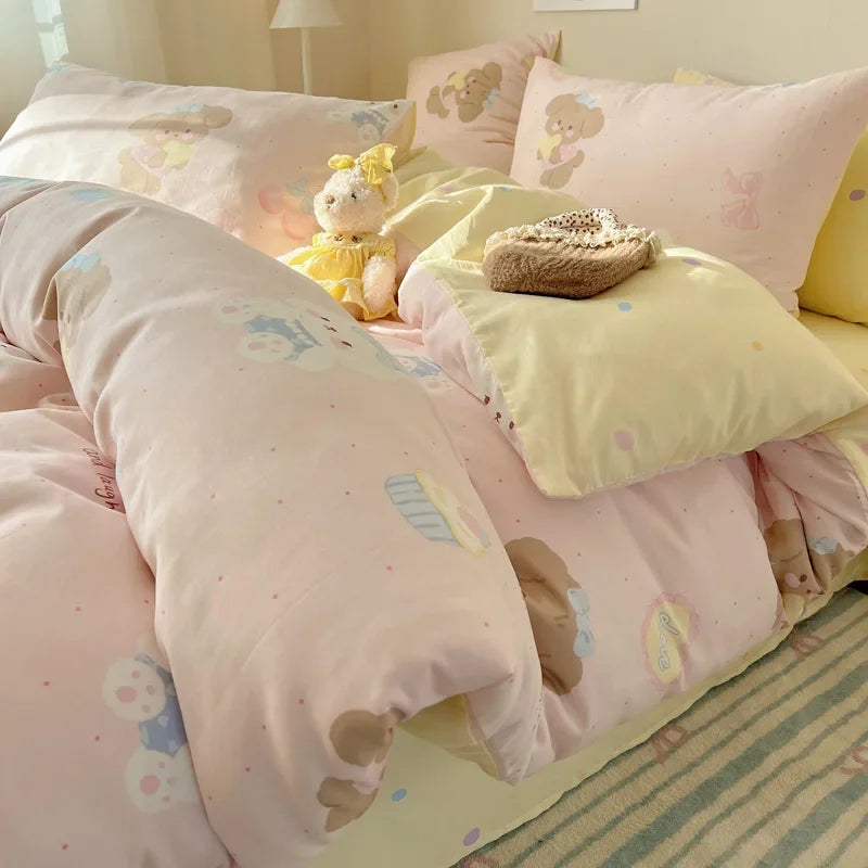 Afralia™ Cartoon Printed Cotton Bedding Set - Soft, Skin-Friendly Duvet Cover