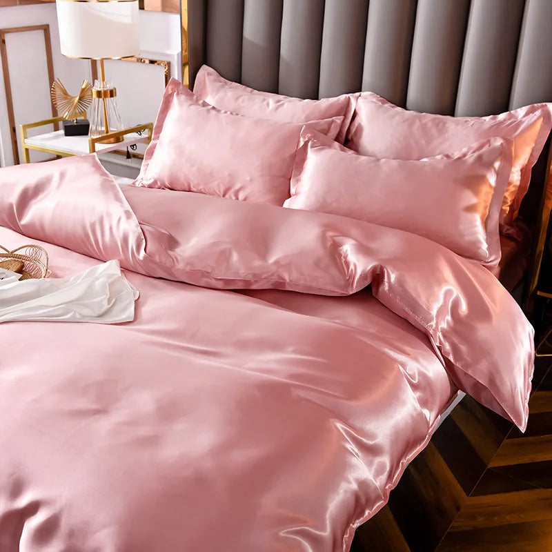 Afralia™ Ice Rayon Satin Bedding Set: Cooling, Soft, Summer Comfort for Twin-Double Bed