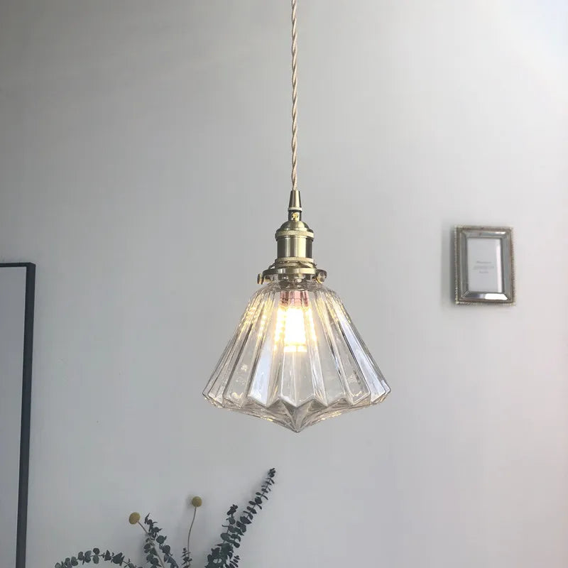 Afralia™ Diamond Amber Glass LED Pendant Lights - Nordic Modern Hanging Lamp