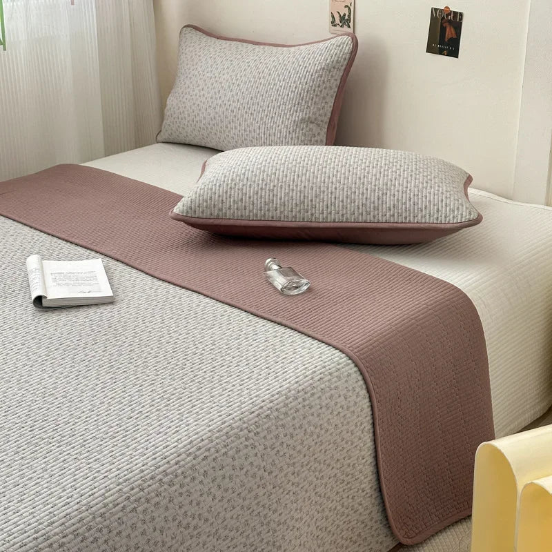 Afralia™ Double-Sided Cotton Bed Cover Quilted Tatami Mat, Soft & Anti-Slip Mattress
