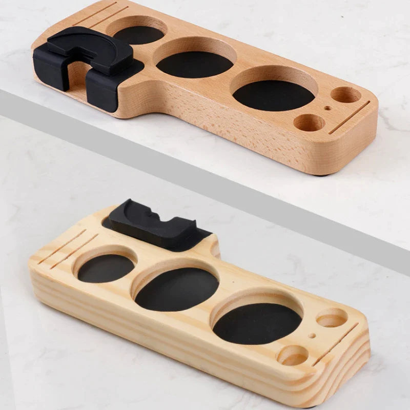 Afralia™ Wooden Coffee Tamper Holder Support Base - Barista Accessories Stand