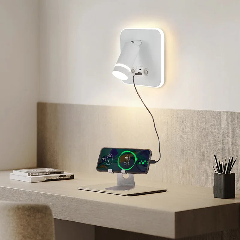 Afralia™ Wall Lamp: USB Charging, Bedside Lighting for Bedroom, Living Room, Hotel, Dining Room