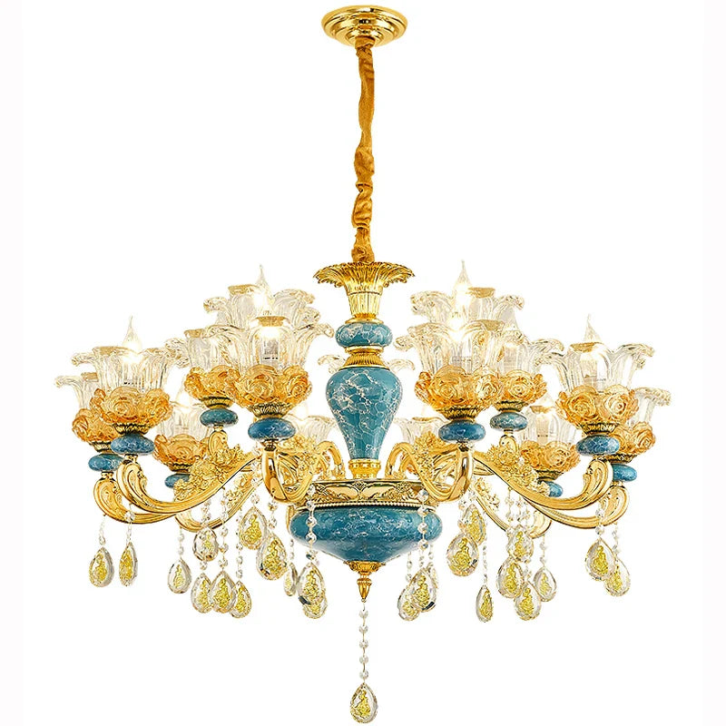 Afralia™ Luxury Ceramic Crystal Chandelier for Living Room, Bedroom, and Restaurant