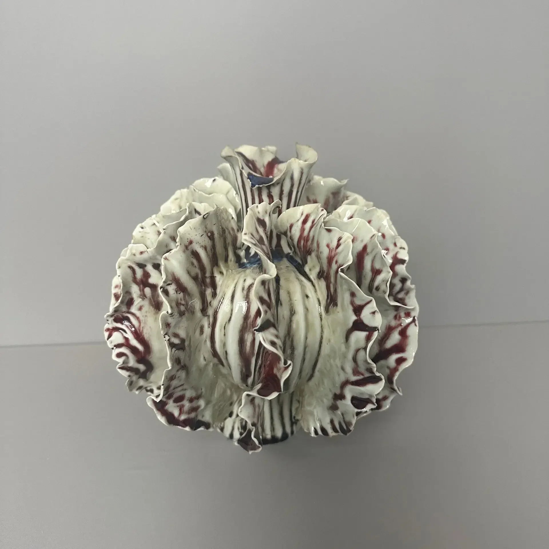 Afralia™ Handmade Ceramic Bud Vase Home Decor Flower Petal Irregular Fold Ornament