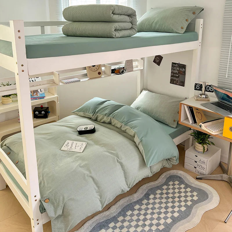 Afralia™ Buttoned Washed Cotton Bedding Set: Soft & Breathable Quilt Cover for Home or Dorm