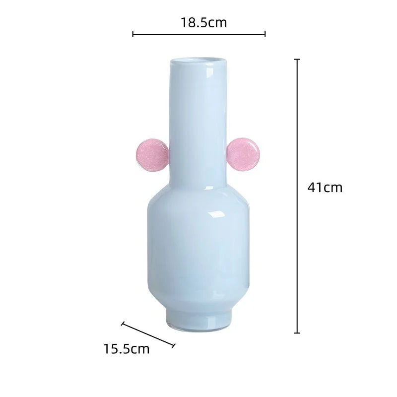 Afralia™ Glass Vase with Ears: Floral Arrangement Accessory