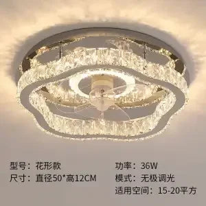 Afralia™ Crystal LED Ceiling Fan Remote Control Modern Bedroom Light Fixtures