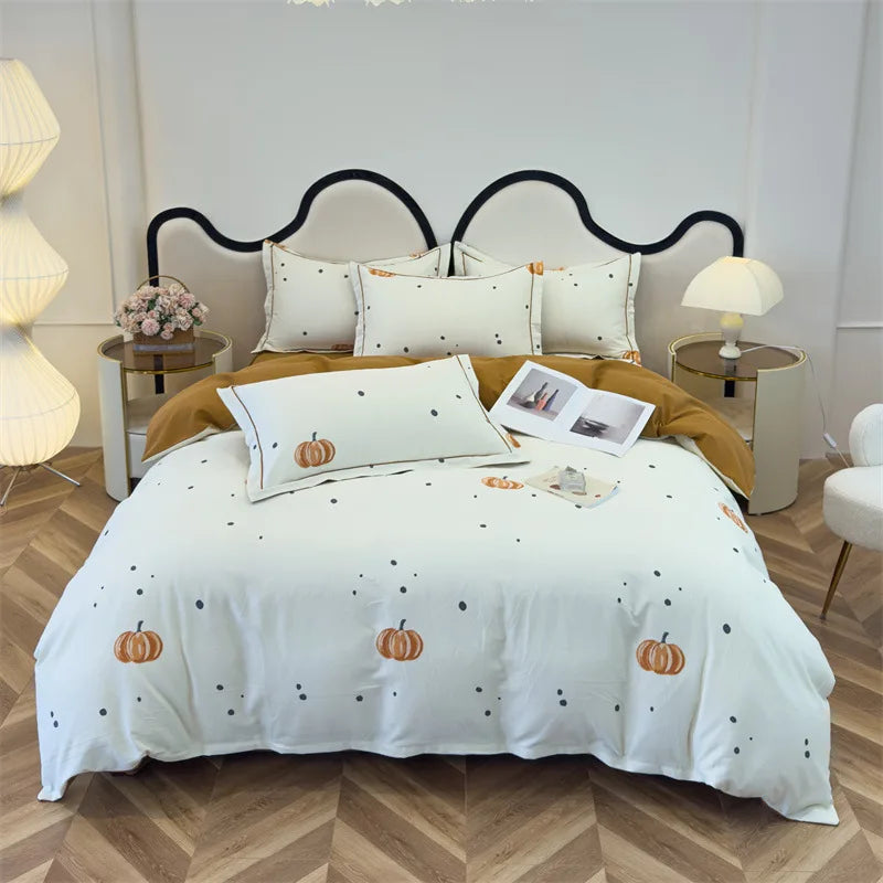 Afralia™ Brushed Cotton Printed Duvet Cover Set - Single/Double Bed Bedclothes