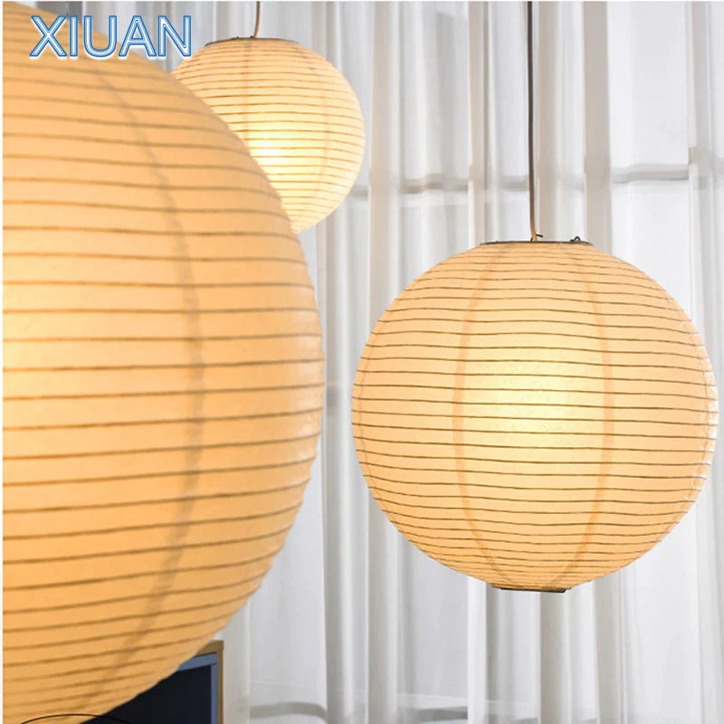 Afralia™ Japanese Style LED E27 Round Ball Pendant Lamp for Home Decor