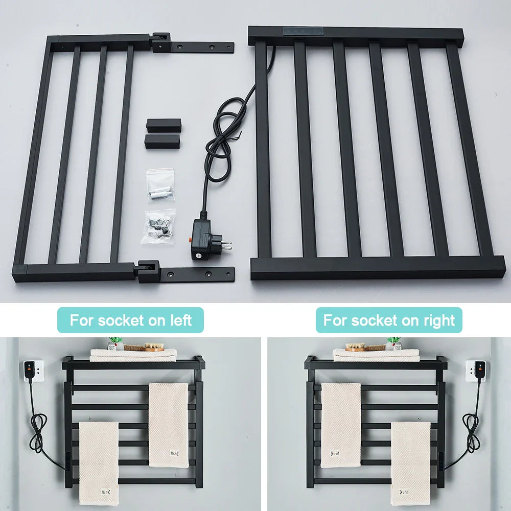 Afralia™ Electric Towel Warmer Rack Digital Display Temperature Time Control Towel Rail