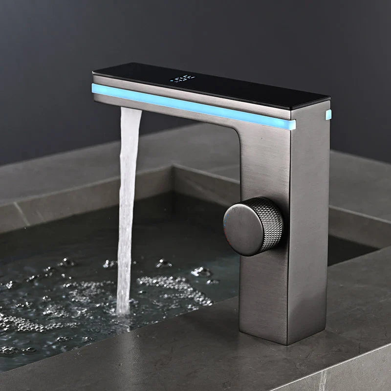 Afralia™ LED Temperature Display Basin Faucet with LCD Screen, Cold Hot Mixer Sink Tap