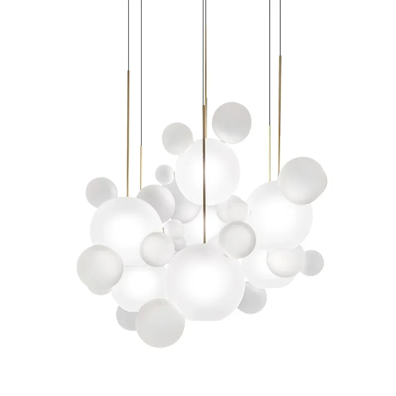 Afralia™ Milky Glass Globes LED Pendant Lights for Dining Room, Modern Luminarias LED Hanging Lamp