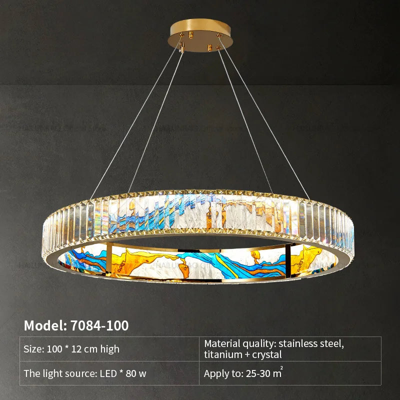 Afralia™ Crystal Chandelier Ring Light Modern Elegant Dining Living Room Lighting