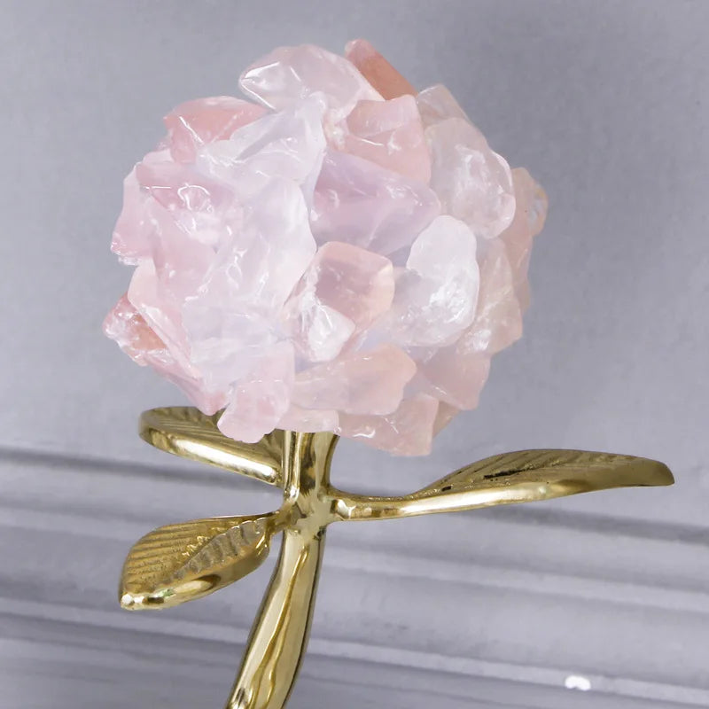 Afralia™ Pink Crystal Original Stone Decoration Bookcase