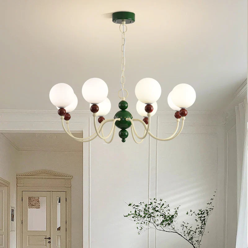 Afralia™ Modern Cream Green Glass Chandelier for Bedroom Living Room Kitchen
