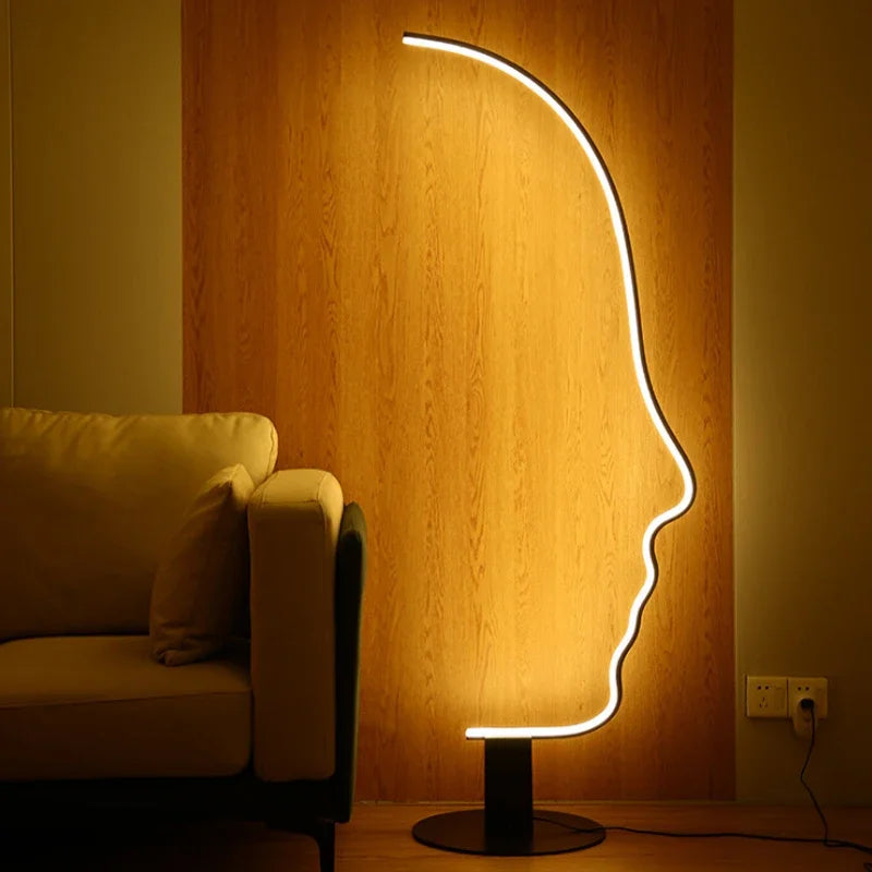 Afralia™ Minimalist Human Face Design LED Floor Lamp for Home Bedroom Living Room Lighting
