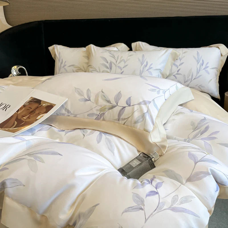 Afralia™ Eucalyptus Fiber Flowers Bedding Set: Duvet Cover, Bed Sheet, Pillowcase - 4Pcs