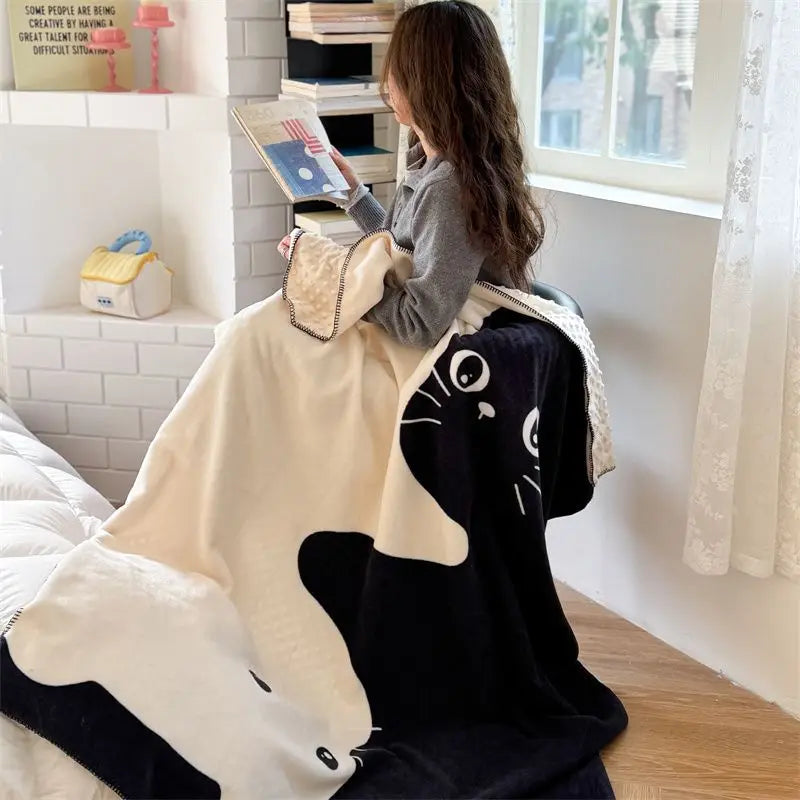 Afralia™ Kids Cartoon Milk Velvet Nap Blanket: Soft & Warm Quilt for All Seasons