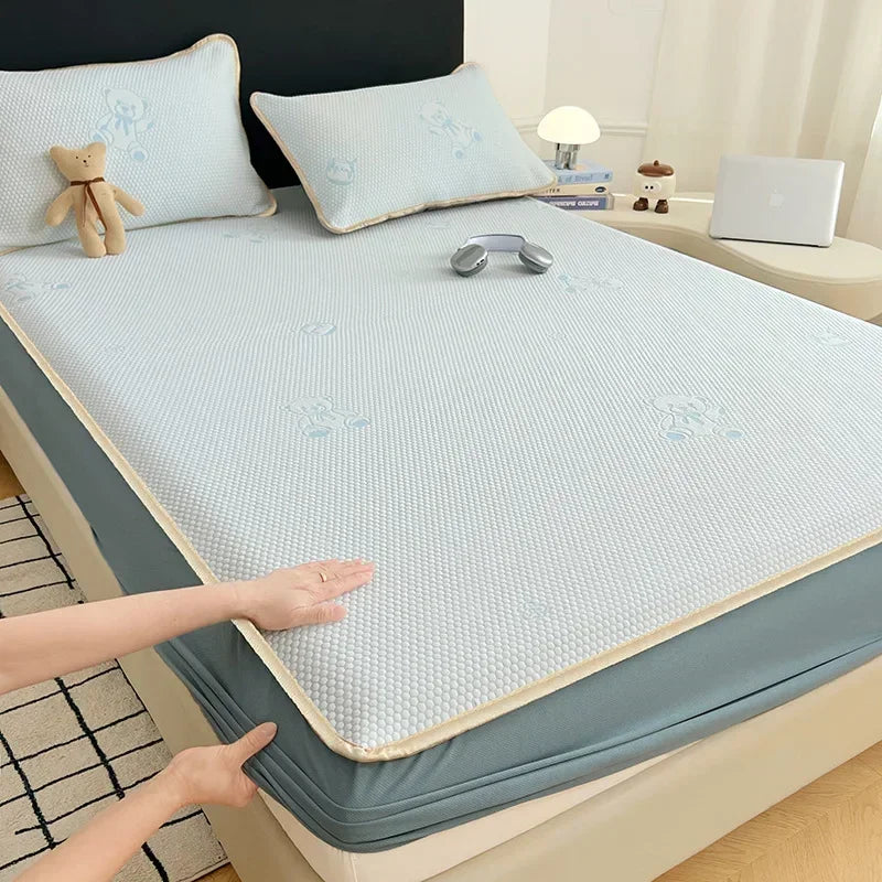 Afralia™ Little Bear Jacquard Cooling Mat: Soft, Breathable, & Durable Bed Cover