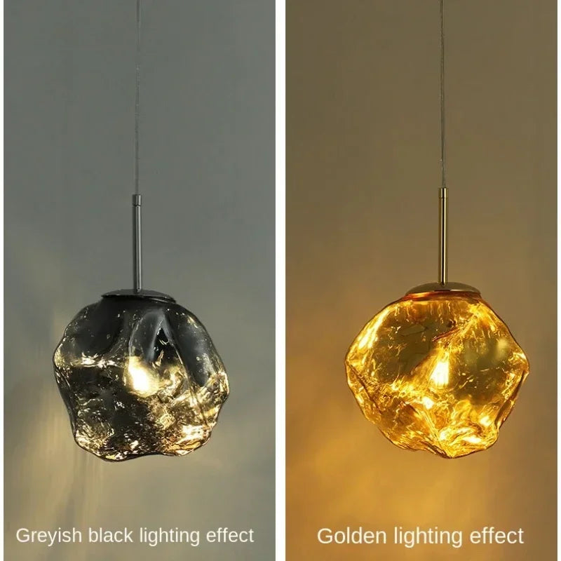 Afralia™ Ice Glass Pendant Light for Hallway Dining Living Bedroom - Modern Hanging Lamp