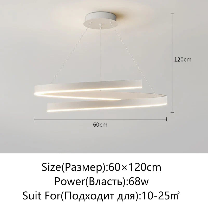 Afralia™ Black/White Spiral Chandelier for Living Dining Kitchen. Trendy Round Indoor Lighting Fixture.