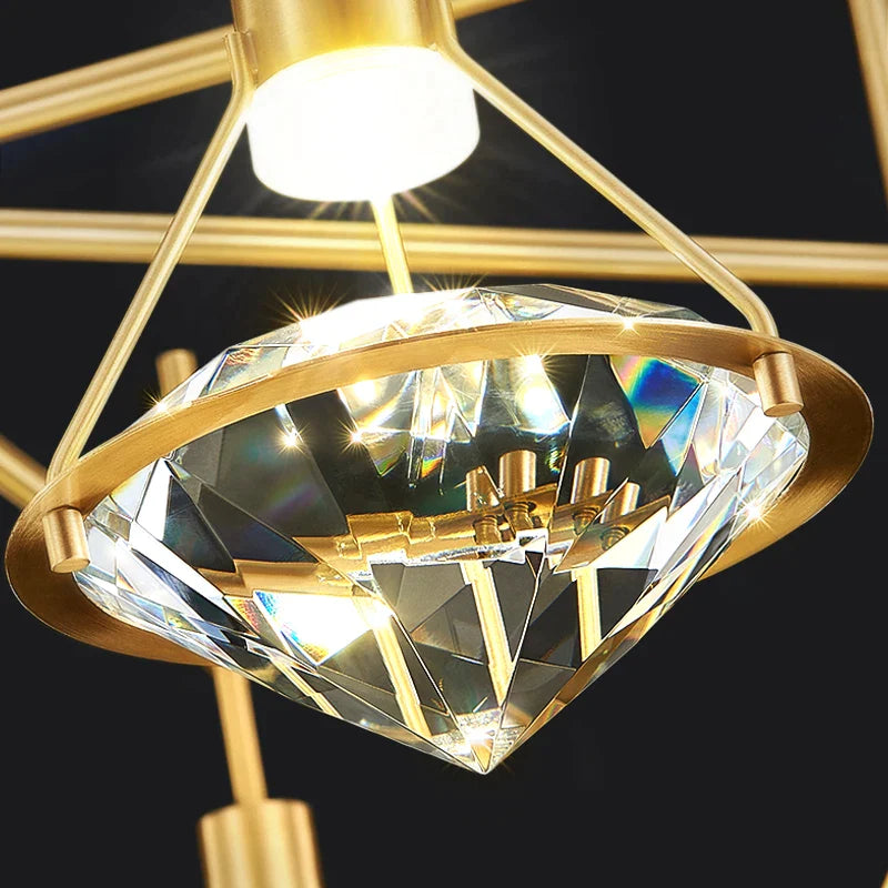 Afralia™ Diamond Crystal Pendant Light for Living Dining Room Décor