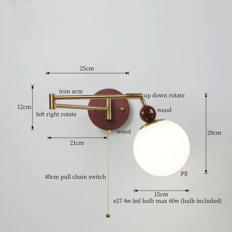 Afralia™ White Pumpkin LED Wall Light Fixture Swing Arm Nordic Modern Wandlamp