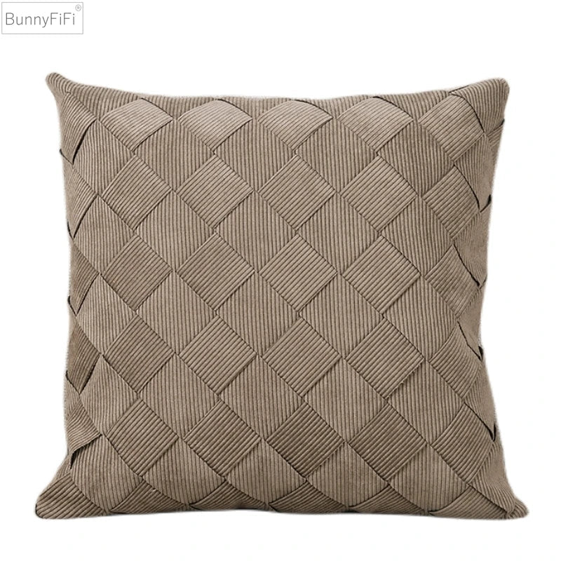 Afralia™ Grey Weaving Luxury Pillow Cover 45x45cm for Sofa Livingroom Bedroom