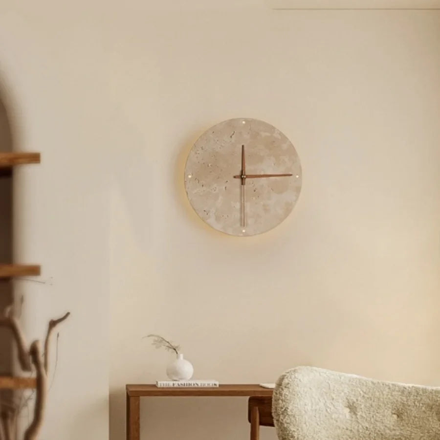 Afralia™ LED Wall Lights Yellow Travertine Stone Modern Bedside Lamp